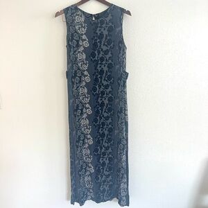 Vintage Sag Harbor Navy/Grey Floral Maxi Dress S